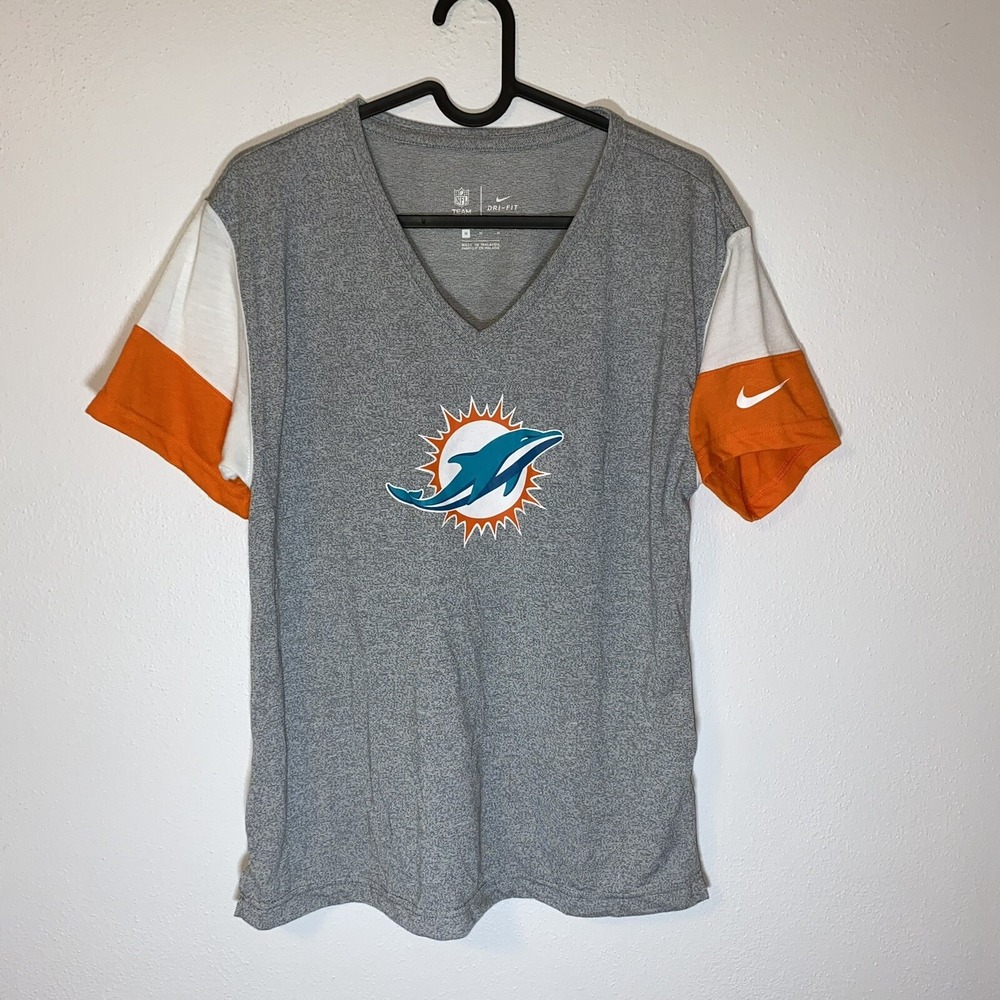 Miami Dolphins NFL Nike Medium Women's Gray Shirt Logo Mascot Swoosh